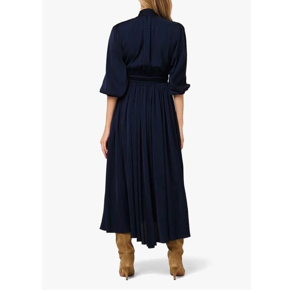 Andrea’s Lookbook X Joe’s Jeans Navy Elle Blouson MIDI Dress Sz Medium - Picture 4 of 14